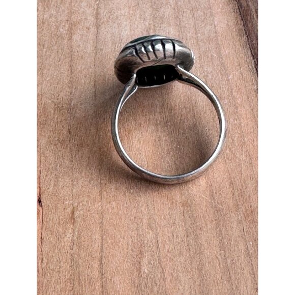 Sterling Silver Ring With Green Oval Turquoise Stone Size 7 - Picture 6 of 13